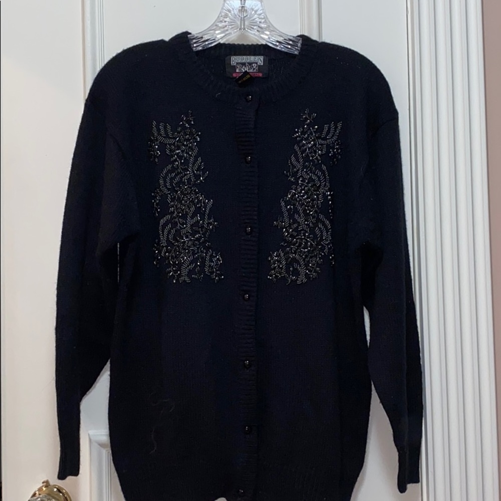NWOT Black cardigan with beading